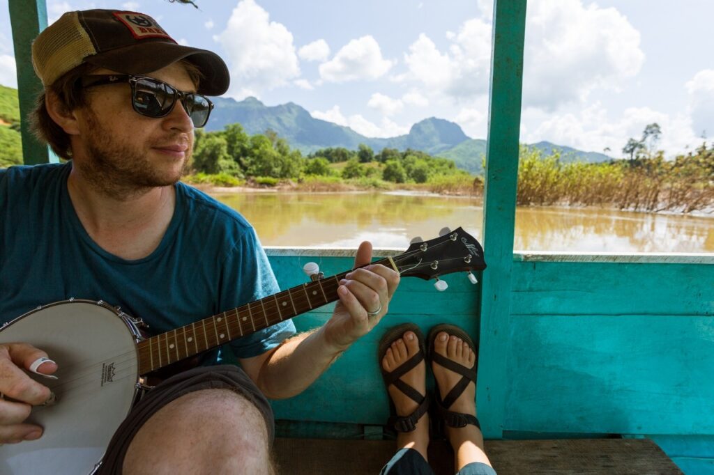 Banjo Boat Ride in Laos