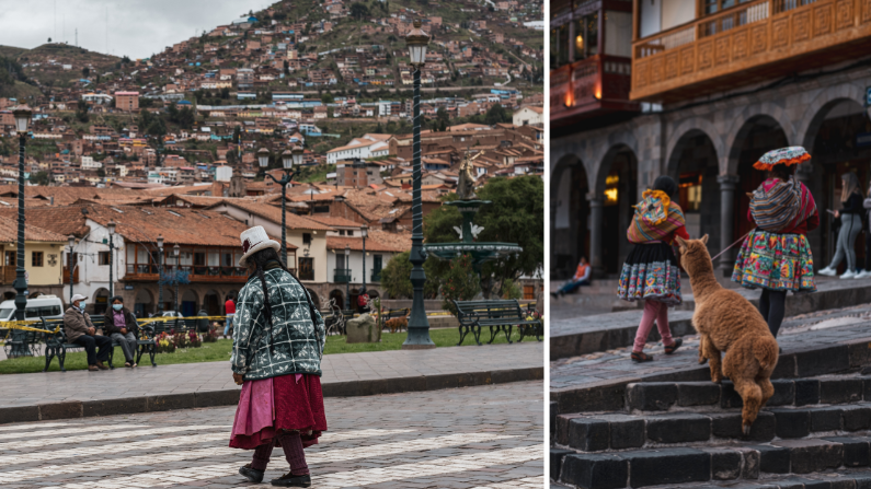 Traditional Peruvian attire is worn in Cusco, the gateway city to Machu Picchu