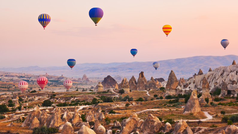 Hot Air Balloons above Cappadocia, Turkey